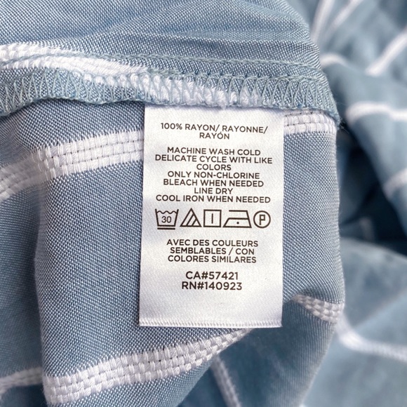 π¦ LOFT BOHO POWDER BLUE WHITE STRIPE BELTED RUFFLE SUMMER DRESS! - Picture 9 of 10